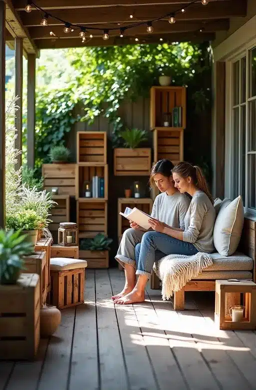 Use Crates for Everything. Stylish Veranda Ideas for a Cozy Outdoor
Living Room and Dinning Ideas