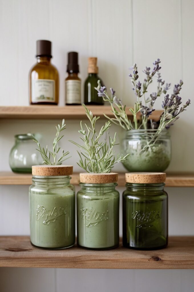Glass Jars Full of Green Things