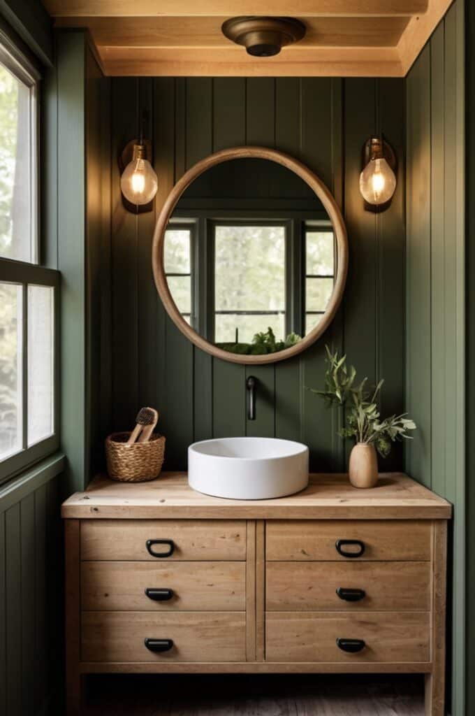 Reclaimed Cabinets Painted Pine or Moss